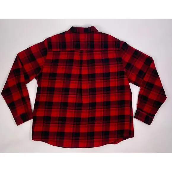 Eddie Bauer Red Black Plaid Flannel Button Up Shirt Men’s 2XL - Picture 8 of 8